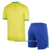 Conjunto (Camiseta+Pantalón Corto) Brasil Primera Equipación Mundial 2022 - Niño